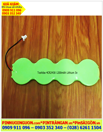 Toshiba 4CR2430 (bộ 4 pin-có zắc CMOS), Pin nuôi nguồn CMOS Toshiba 4CR2430 lithium 3v 1200mAh